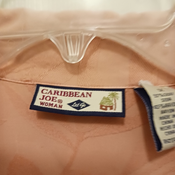 Caribbean Joe Woman Blouse Top Short Sleeve Size 1X Peach - Picture 3 of 8